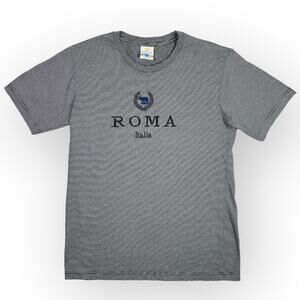 Vintage Sublima ROMA Italia Tee (L) Made in Italy Embroider Stripe Euro Tourist